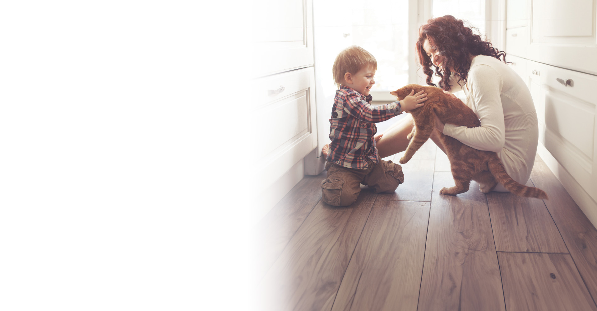 Dog chewing on tennis ball on white tile by Flooring America